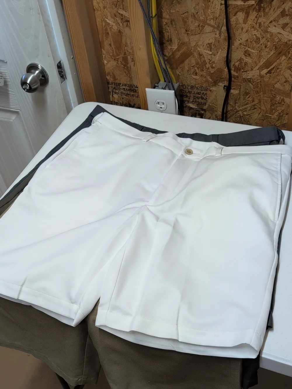 4-Men's Classic Flat-Front Shorts Bundle - White, Khaki, Olive, Gray